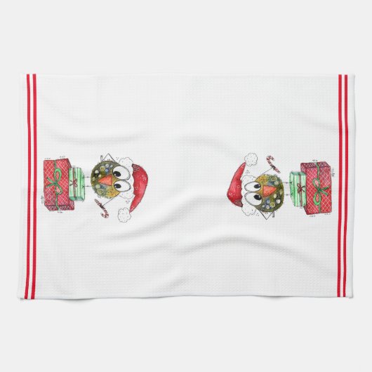 Cute Whimsical Bird Kitchen Towels Theedoek (Horizontaal)