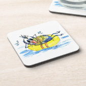 Cute Whimsical Bird op Float Bier Onderzetter (Linkerzijde)