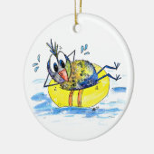 Cute Whimsical Bird op Float Keramisch Ornament (Links)