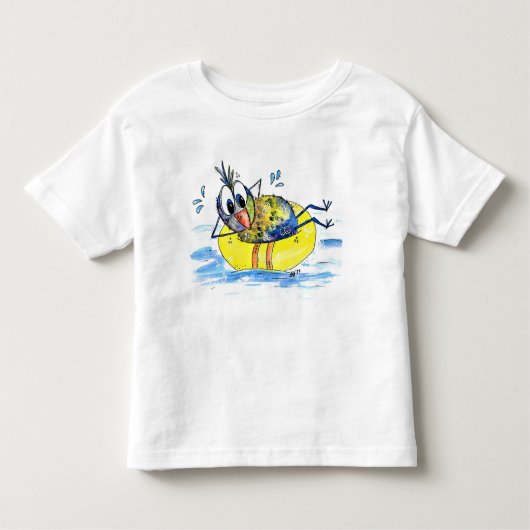 Cute Whimsical Bird op Float Kinder Shirts (Voorkant)