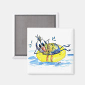 Cute Whimsical Bird op Float Magneet (Voorkant / Achterkant)