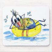 Cute Whimsical Bird op Float Muismat (Voorkant)