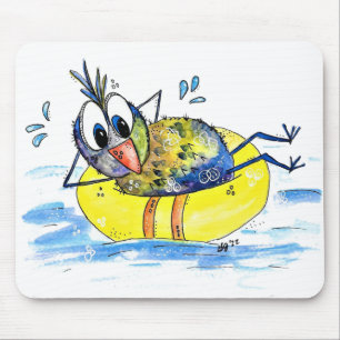 Cute Whimsical Bird op Float Muismat