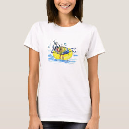 Cute Whimsical Bird op Float T-shirt