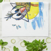 Cute Whimsical Bird op Float Theedoek (Gevouwen)