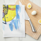 Cute Whimsical Bird op Float Theedoek (Quarter Fold)