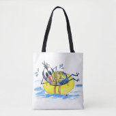 Cute Whimsical Bird op Float Tote Bag (Voorkant)