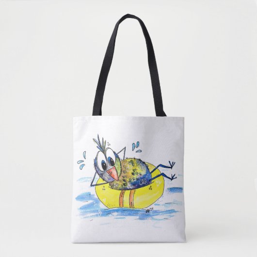 Cute Whimsical Bird op Float Tote Bag (Voorkant)