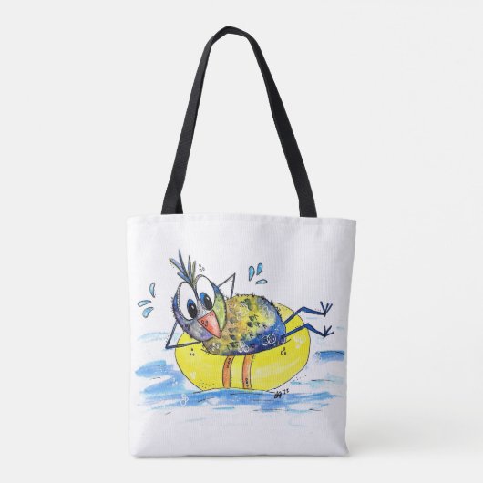 Cute Whimsical Bird op Float Tote Bag (Achterkant)
