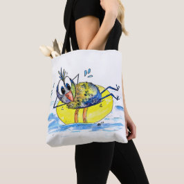 Cute Whimsical Bird op Float Tote Bag