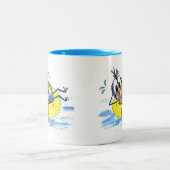 Cute Whimsical Bird op Float Tweekleurige Koffiemok (Center)