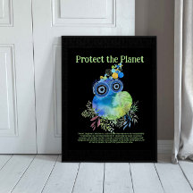 Cute Whimsical Bird, Protect the Planet, Earth Day