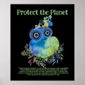 Cute Whimsical Bird, Protect the Planet, Earth Day Poster (Voorkant)