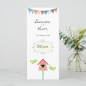 Cute Whimsical Birds and Birdhouse Menu (Staand voorkant)