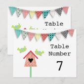 Cute Whimsical Birds and Birdhouse Table Numbers Briefkaart (Voorkant / Achterkant)
