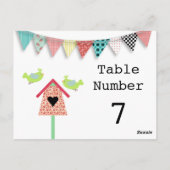 Cute Whimsical Birds and Birdhouse Table Numbers Briefkaart (Achterkant)