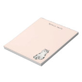 Cute whimsical Black and white Cat  Pink Notepad Notitieblok (Linkerzijde)