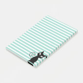 Cute Whimsical Black Cat op Stripes Post-it® Notes (Schuin)