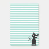 Cute Whimsical Black Cat op Stripes Post-it® Notes (Voorkant)