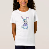 Cute Whimsical Blue Bunny T-shirt (Voorkant)