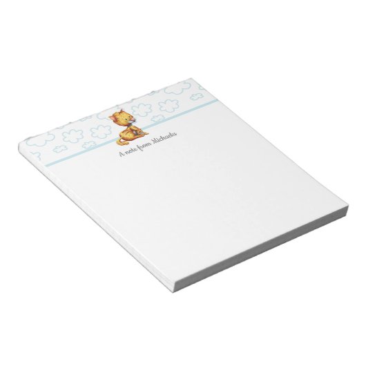 Cute Whimsical Blue Oranje Cat Notitieblok (Schuin)