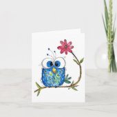 Cute Whimsical Blue Owl Kaart (Voorkant)