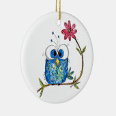 Cute Whimsical Blue Owl Keramisch Ornament (Rechts)
