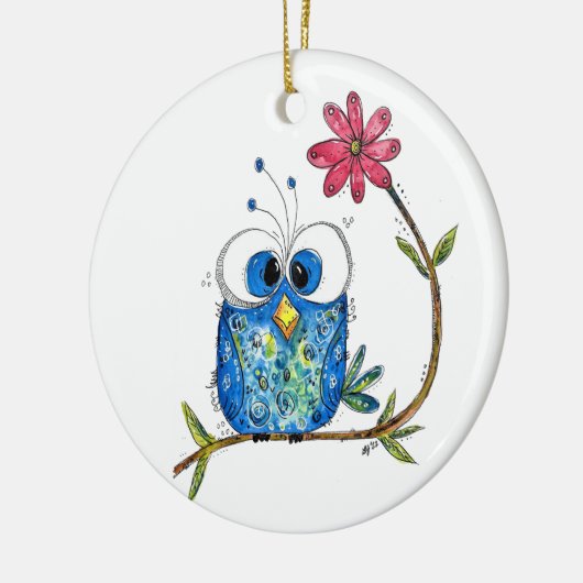 Cute Whimsical Blue Owl Keramisch Ornament (Links)