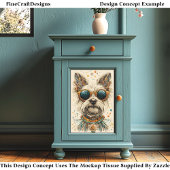 Cute Whimsical Boho Chic Westie Dog CK7 Decoupage Tissuepapier