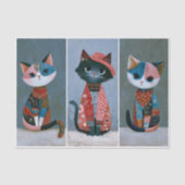 Cute Whimsical Boho Katten Set, Pastel EV6L Decoup Tissuepapier (Voorkant)