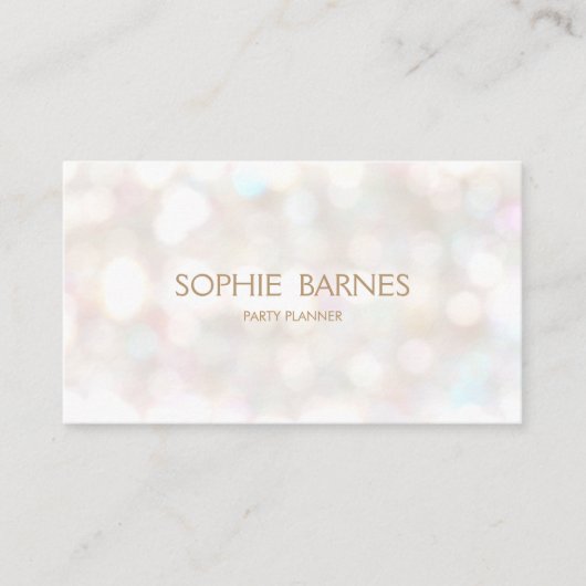 Cute Whimsical Bokeh Event Party Planner Visitekaartje (Voorkant)