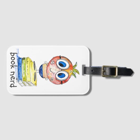 Cute whimsical Book Nerd Bagagelabel (Voorkant (horizontaal))