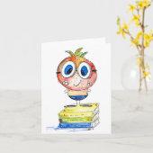 Cute whimsical Book Nerd Kaart (Gele Bloem)