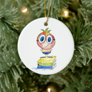 Cute whimsical Book Nerd Keramisch Ornament