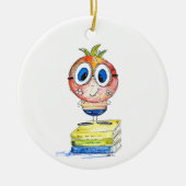 Cute whimsical Book Nerd Keramisch Ornament (Voorkant)