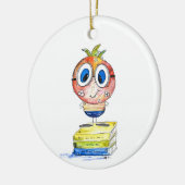 Cute whimsical Book Nerd Keramisch Ornament (Links)