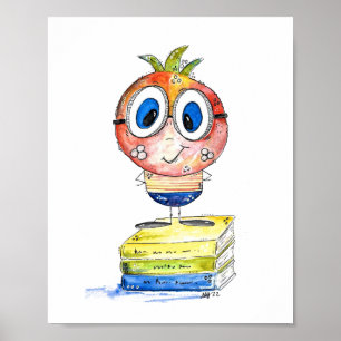 Cute whimsical Book Nerd Poster