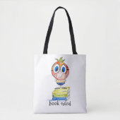 Cute whimsical Book Nerd Tote Bag (Voorkant)