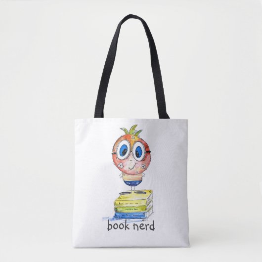 Cute whimsical Book Nerd Tote Bag (Voorkant)