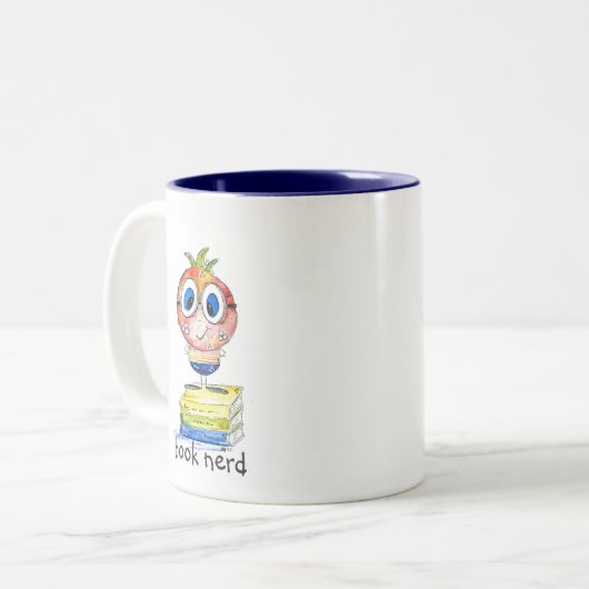 Cute whimsical Book Nerd Tweekleurige Koffiemok (Voorkant links)