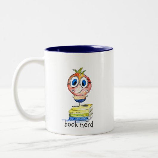 Cute whimsical Book Nerd Tweekleurige Koffiemok (Links)