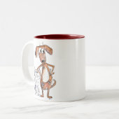 Cute Whimsical Brown Dog en Grey Cat Tweekleurige Koffiemok (Voorkant links)