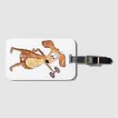 Cute Whimsical Brown Dog Lifgewicht Bagagelabel (Voorkant (horizontaal))