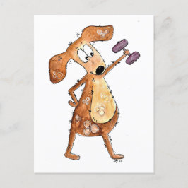 Cute Whimsical Brown Dog Lifgewicht Briefkaart