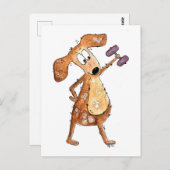 Cute Whimsical Brown Dog Lifgewicht Briefkaart (Voorkant / Achterkant)