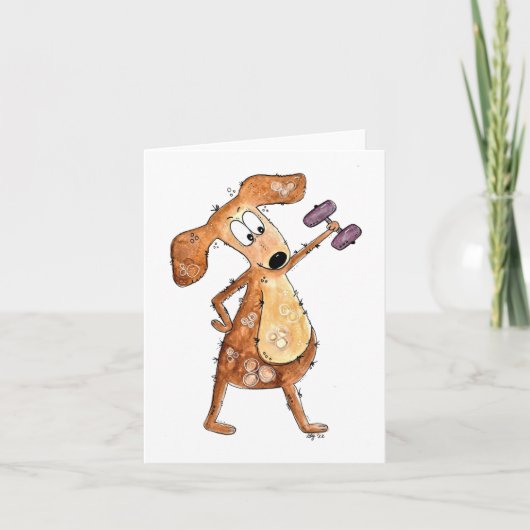 Cute Whimsical Brown Dog Lifgewicht Kaart (Voorkant)