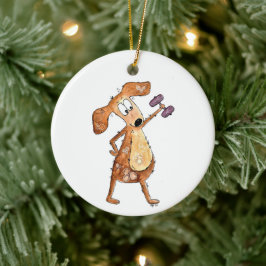 Cute Whimsical Brown Dog Lifgewicht Keramisch Ornament