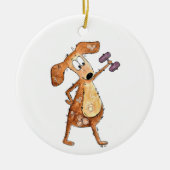 Cute Whimsical Brown Dog Lifgewicht Keramisch Ornament (Voorkant)