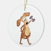 Cute Whimsical Brown Dog Lifgewicht Keramisch Ornament (Links)
