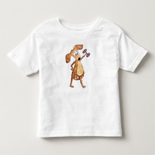 Cute Whimsical Brown Dog Lifgewicht Kinder Shirts (Voorkant)